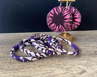 AKEYO Ankara armbandset en cirkeloorbellen | Handgemaakt in Nigeria | Afrikaanse sieraden