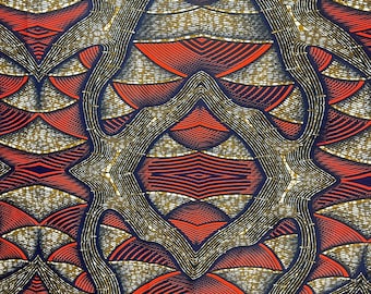 Brown Orange Ankara African Print Fabric | By the Yard and Half Yard | Abstract Print | Statement Print | Designer Fabric | Wax Cotton