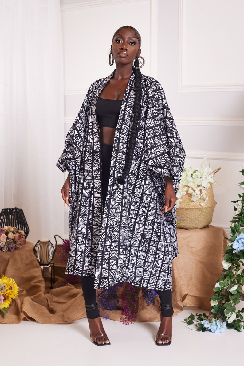 OLISEH African Print Midi Kimono African Clothing for Women Plus Size ...