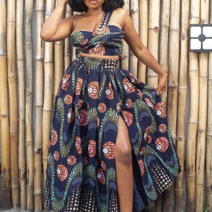 MALIA African Print Ankara One Shoulder Cropped Top