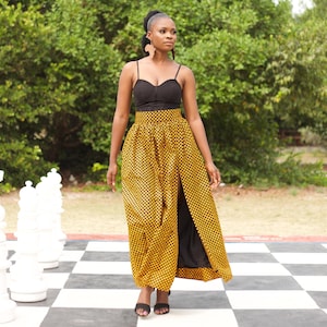 Last Chance - TAJU African Print Maxi Skirt With Side Split | Ankara Long Skirt | African Clothing for Ladies