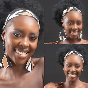 MFON African Print Ankara Twist or Plain Headband with Choice of Matching Ankara Earrings | African Accessories | Ankara Accessories