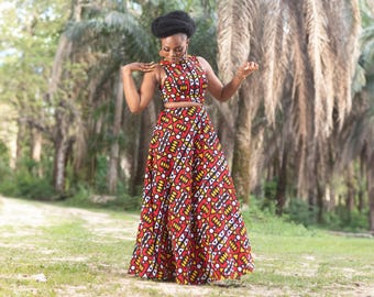 KAMARI African Maxi Dress | Ankara Long Dress | UK 8 & 10 | Handmade in Nigeria