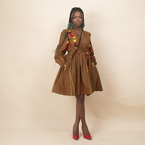 ABIYE African Print Ankara Wrap Mini Dress, Yellow | Stylish African Fashion