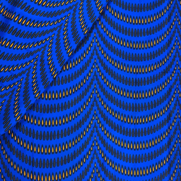 Royal Blue Ankara African Print Fabric | By the Yard and Half Yard | Fabric for Dresses | Designer Fabric | Modern Fabric | Statement Print