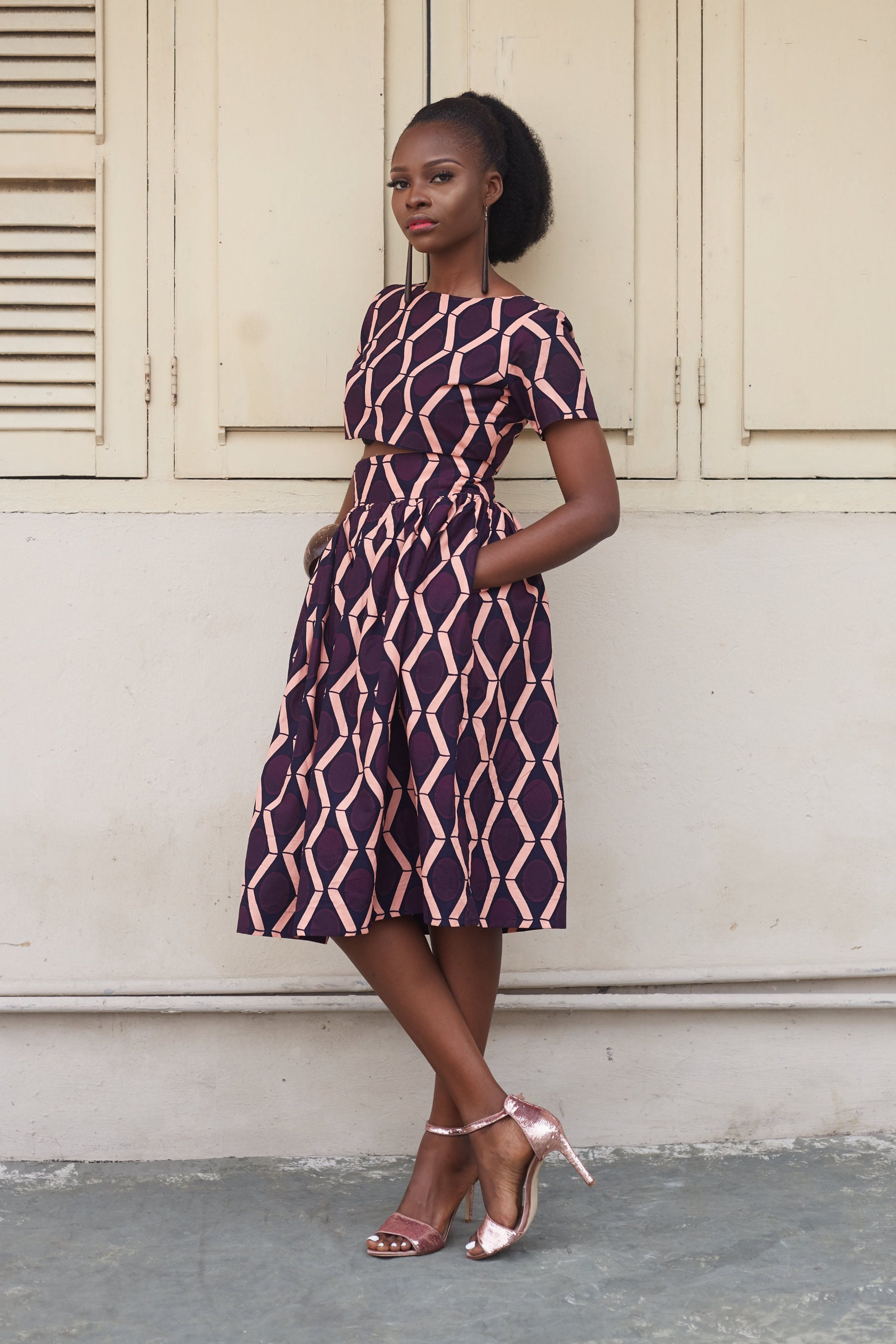 Image of African Print Top/Crop Ankara Women Short Sleeve - Alika