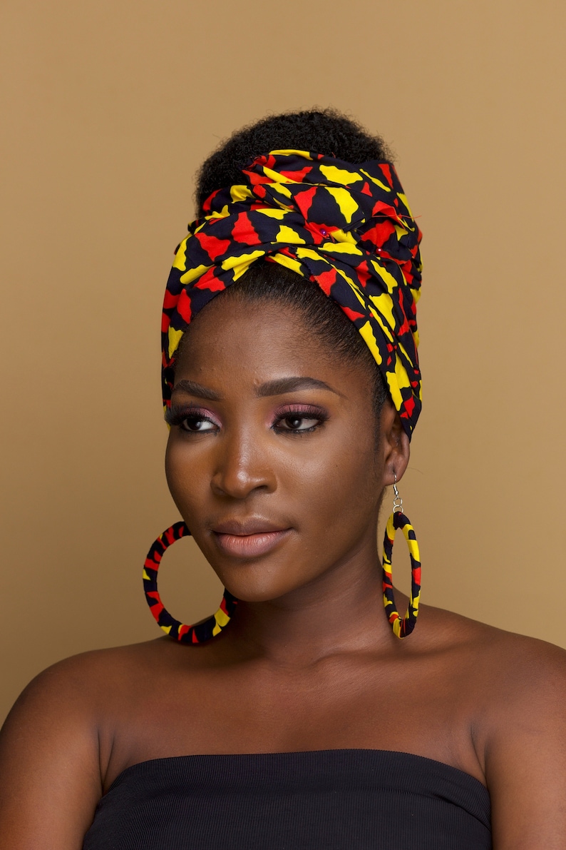 Gift for Her African Head Wrap & Jewellery Set Ankara Head - Etsy UK