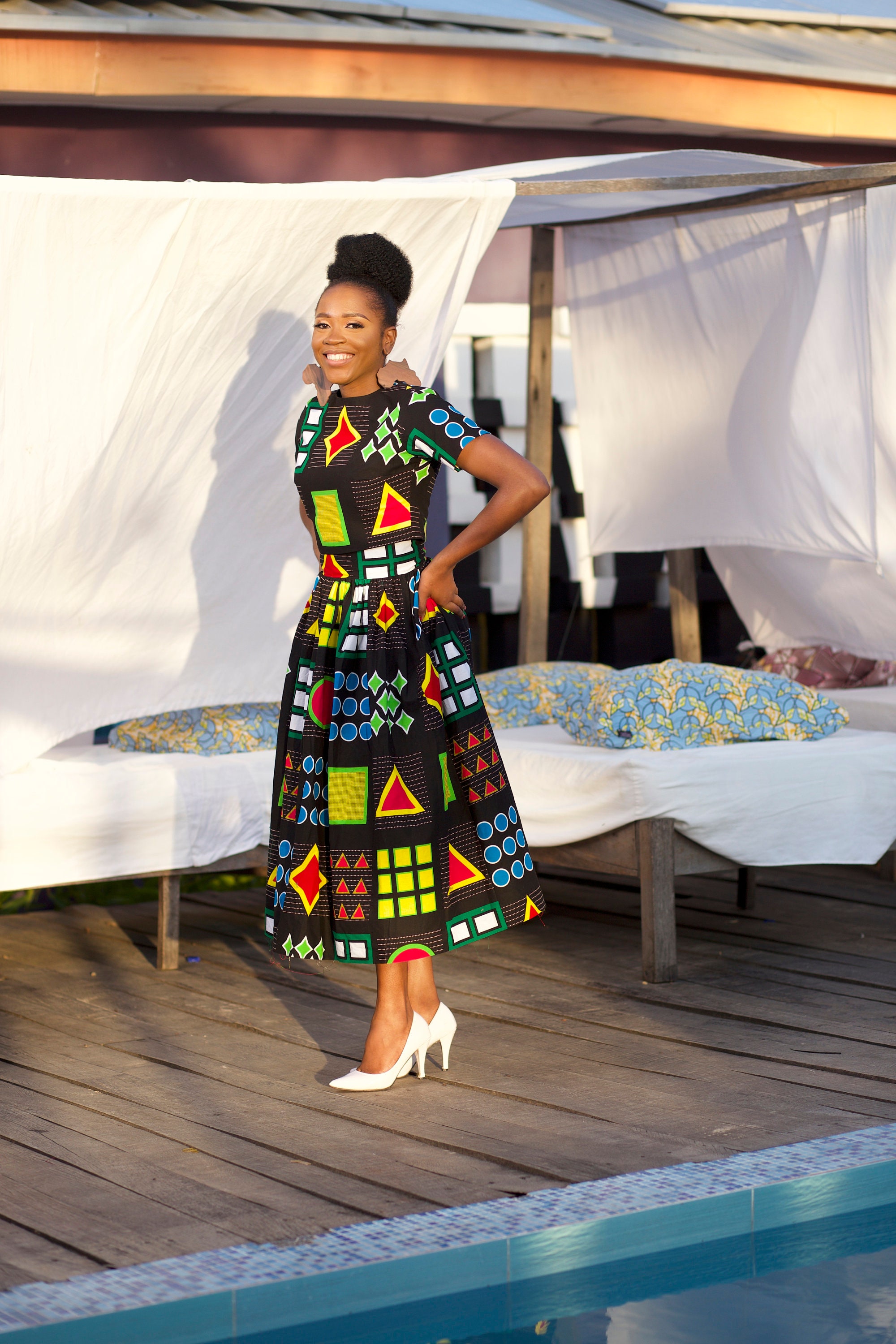 Image of African Crop Top/Print Clothing For Ladies - Azuka