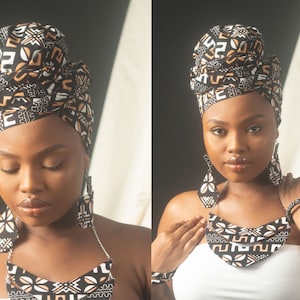 NANA African Print Ankara Headwrap & Matching African Jewellery | African Earrings | African Necklace | African Bangle Set