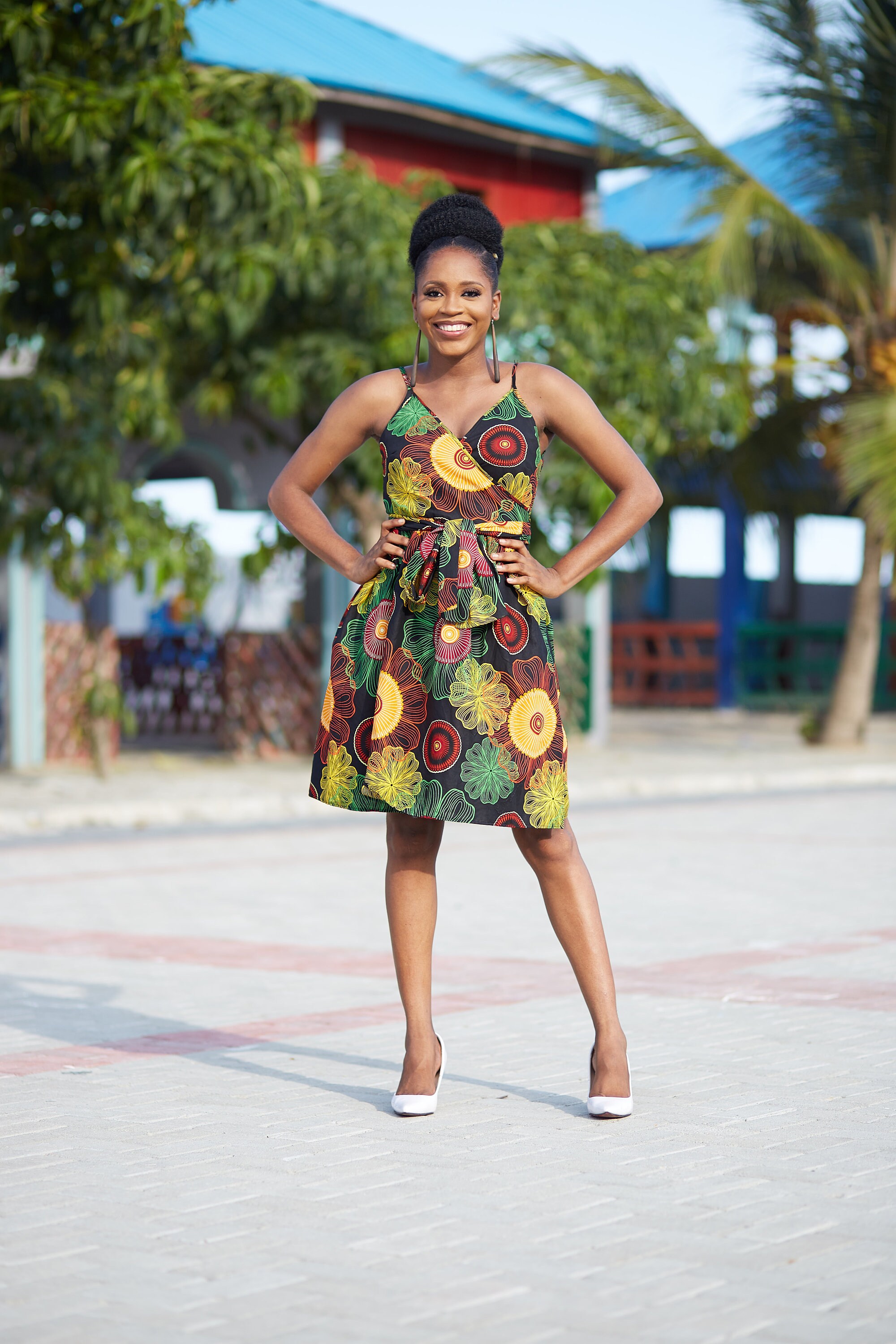 Image of Ankara Wrap Dress/Africa Summer Clothing For Woman African Short Print - Palesa