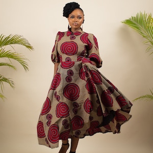 KIANGA African Print Midi Dress | Ankara Dresses for Women | African Clothing for Women