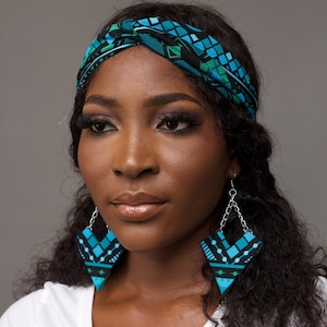 AKIN African Print Ankara Headband with Matching Earrings | Printed Headband | African Earrings | Gift for Her