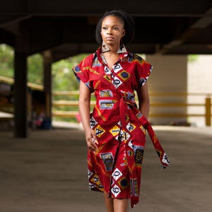 Last Chance - Uk 8/US 4 - MAIZAH African Print Shirt Dress / Ankara Shirt Dress / Midi Dress / African Clothing for Women