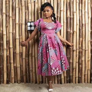 Last Chance - Uk 24/US 20 - ZUNA African Print Ankara Dress | Ankara Midi Dress | Ankara Dresses for Women | African Clothing for Women