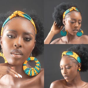 HAZINA African Print Ankara Headbands with Choice of Ankara Earrings - Christmas Gift for Her