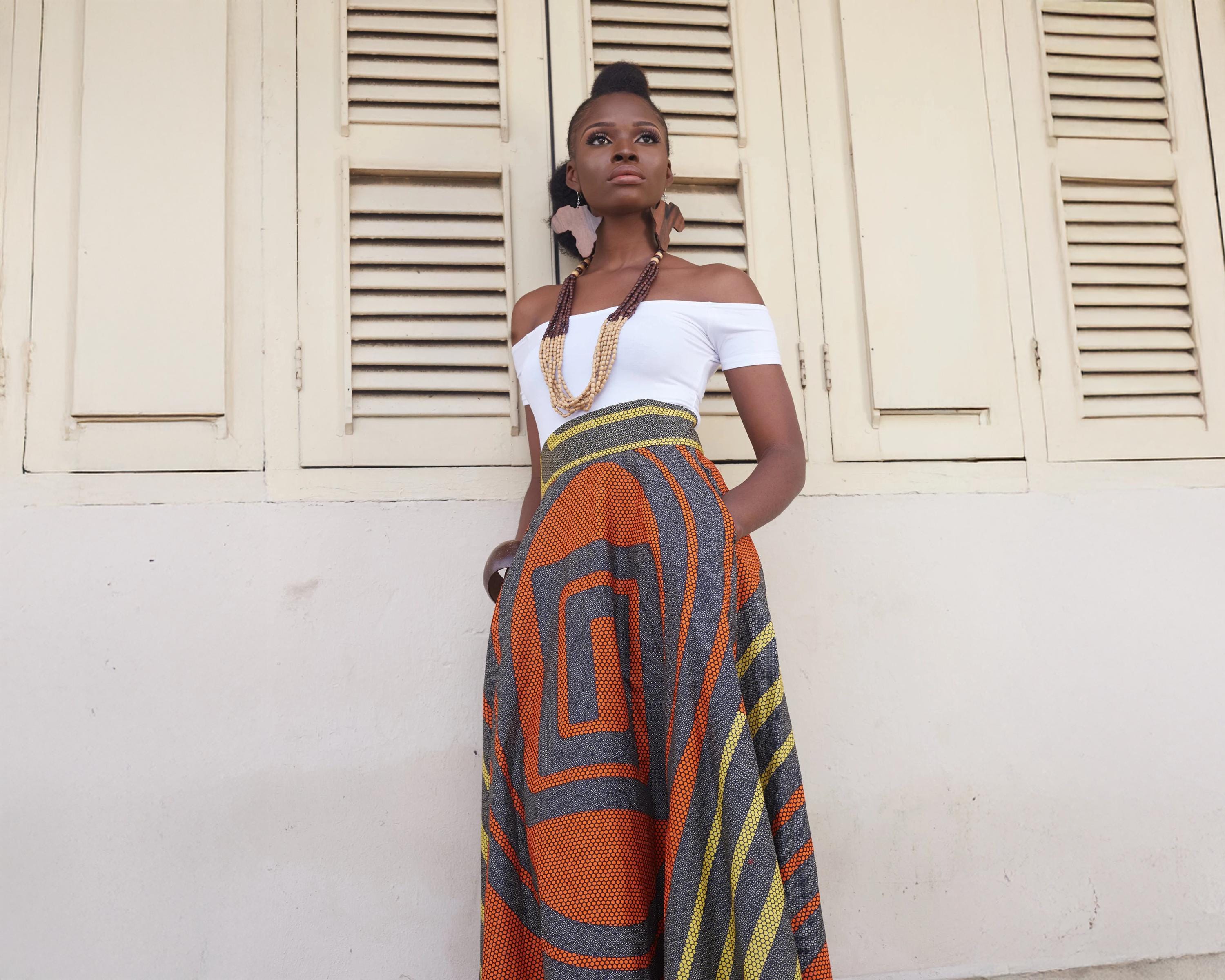 ALERO Ankara Maxi Skirt – African Print Long Skirt – Flowy Wax Print Skirt - African Clothing for Women
