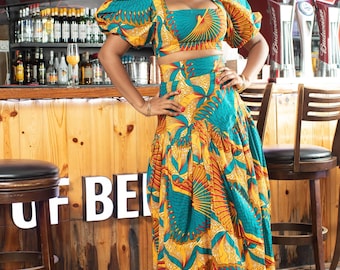 Ihe African Print Crop Top - Vibrant Ankara Blouse | UK 10 / US 6 | Handmade in Nigeria
