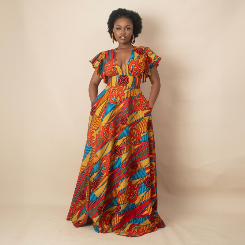 African Colourful Print Maxi Dress