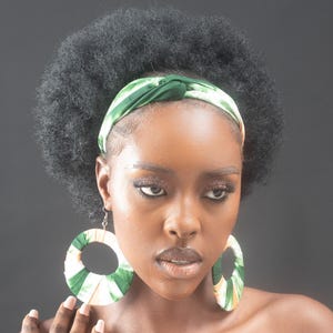 ZARAH African Print Twist Headband with Choice of Hoop or Button Earrings | Tie Dye Print | African Hair Accessories | African Jewellery