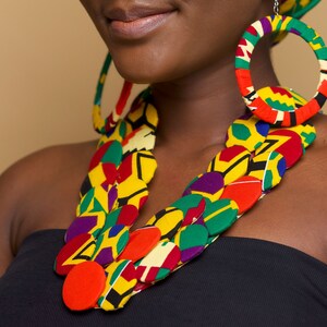 OVIEYA African Head Wrap and Jewellery Set Gift Ankara Head Wrap Ankara Necklace African Earrings Ankara Bangle image 2