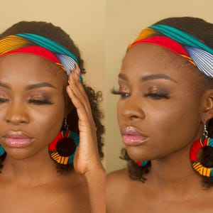 NZINGA African Print Ankara Headband | African Hoop Earrings | Ankara Bangle Set | African Accessories | African Jewellery | African Gift