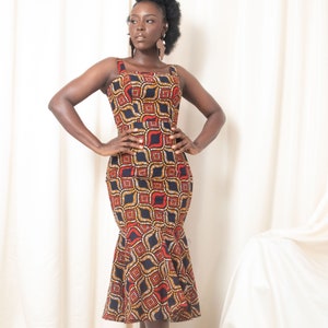 TENE African Print Midi Dress with Pephem - African Clothing