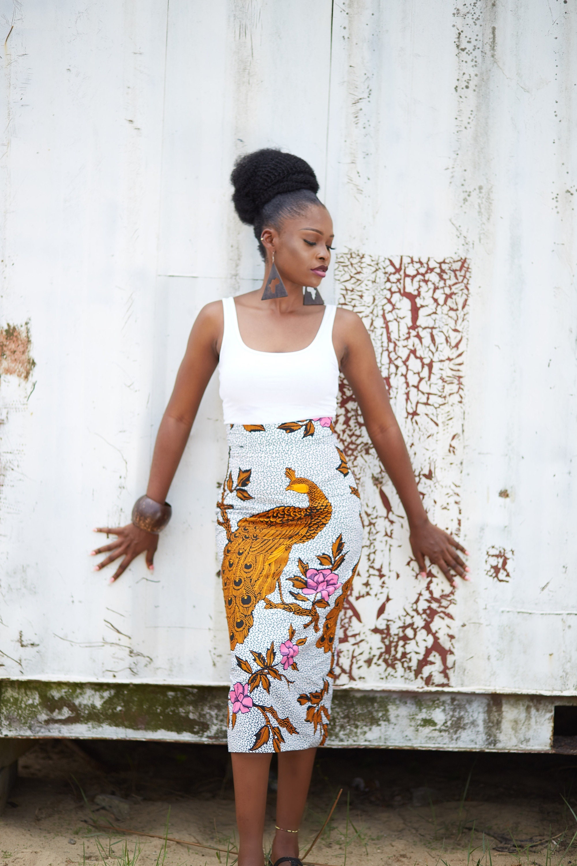 Image of African Midi Skirt/Africa Pencil Ankara Skirts For Women - Kanoni