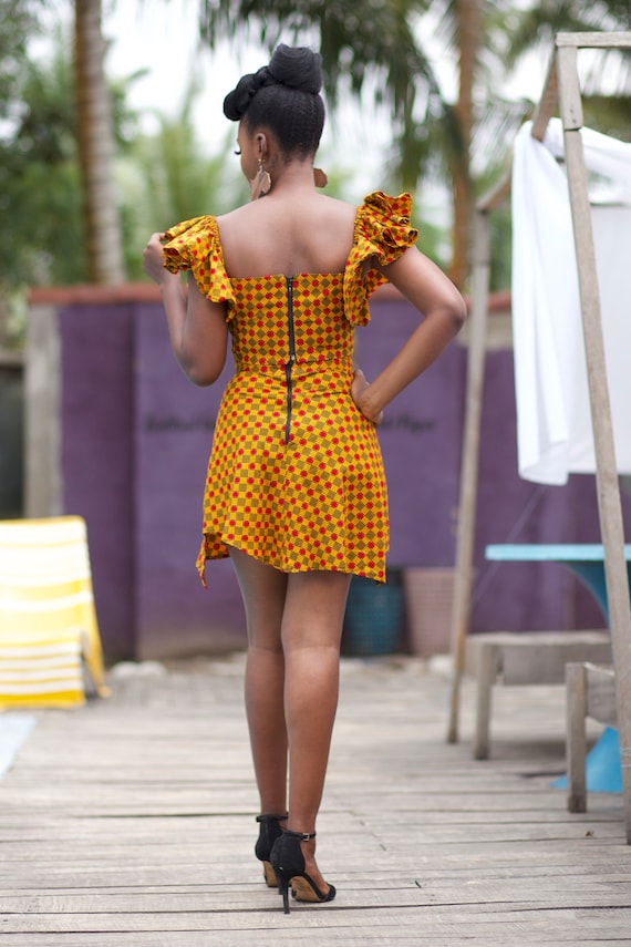 FINAL CLEARANCE AYANDA African Print Hi low Short Skirt Uk Sizes 1012 Asymmetrical Skater Skirt Ankara Skirt Mini Skirt Etsy Canada