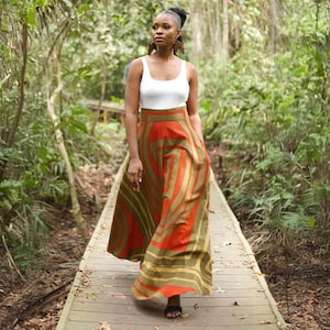 Maxi jupe Ankara ALERO - Jupe longue à imprimé africain - Jupe fluide à imprimé wax - Vêtements africains pour femme