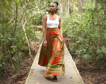 Maxi jupe Ankara ALERO - Jupe longue à imprimé africain - Jupe fluide à imprimé wax - Vêtements africains pour femme