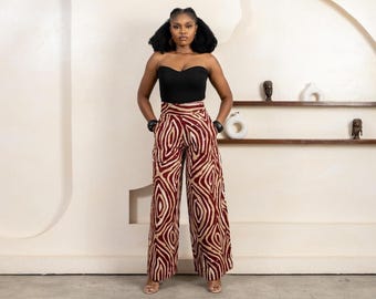 AZERE Ankara Palazzo Trousers | Wide Leg | Maxi Length | Ready to Ship | Handmade in Nigeria
