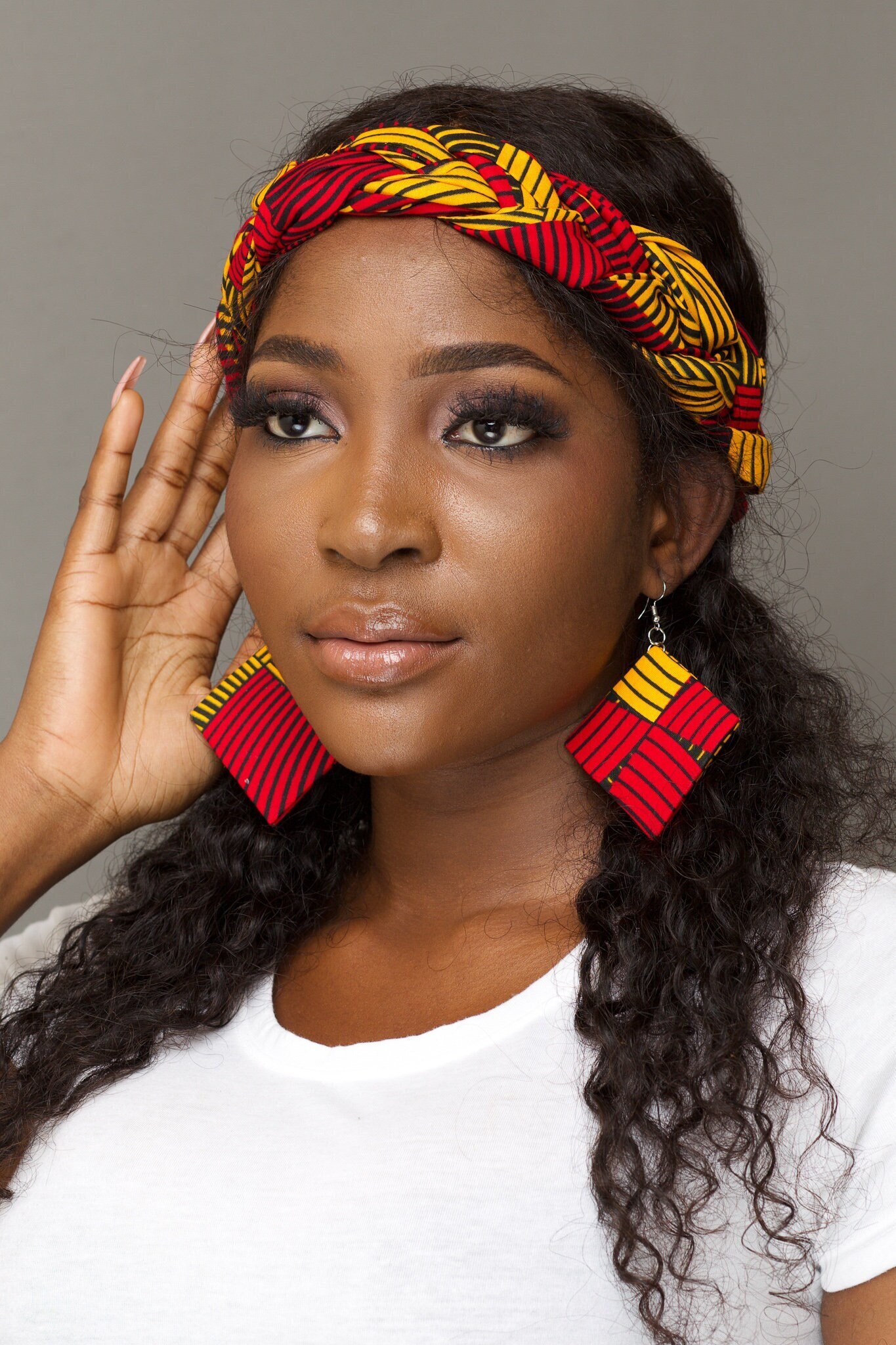 ZARINA African Print Ankara Braided Headband and Matching hq image