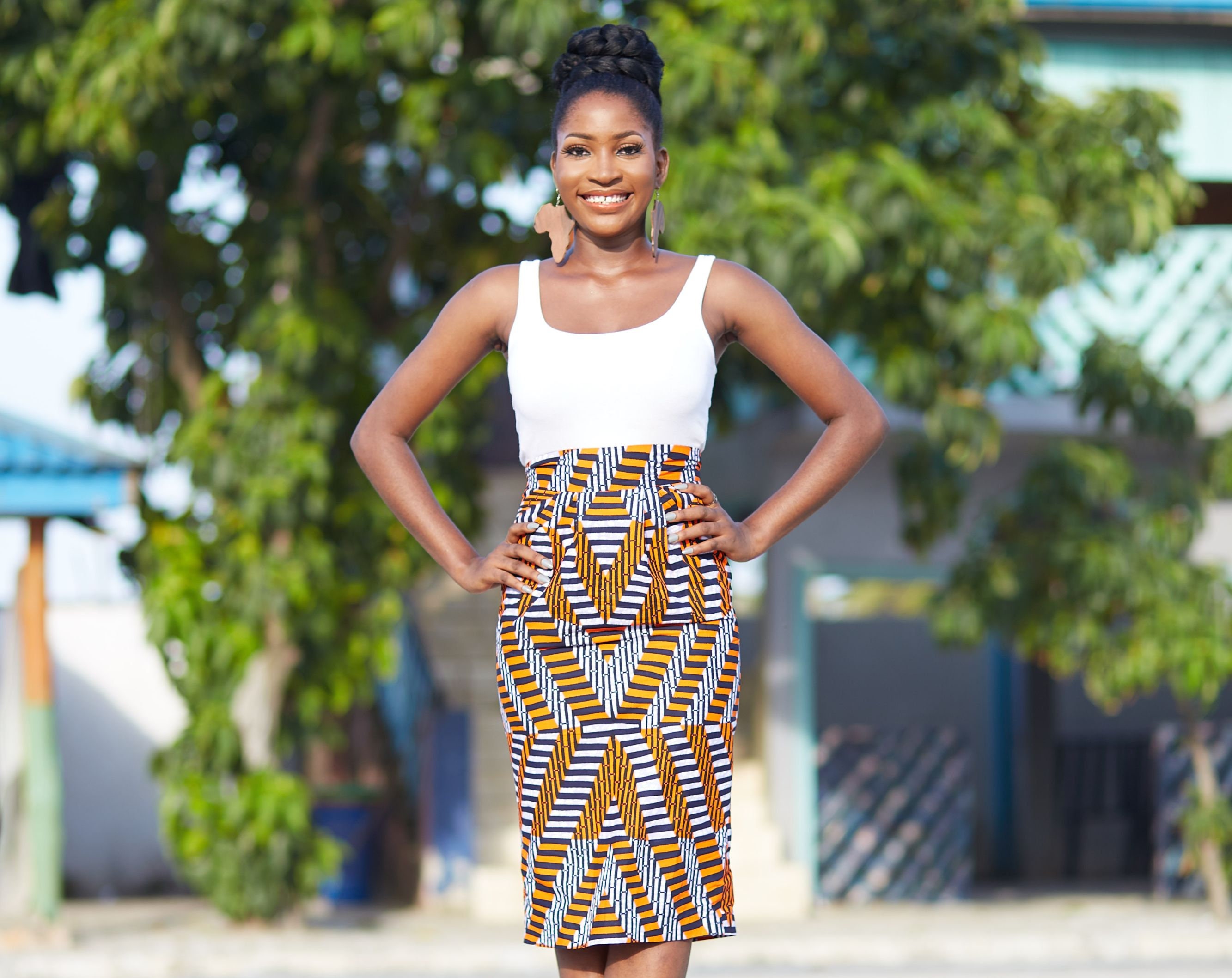 Image of African Pencil Skirt | Ankara Midi Print Printed - Fadiya