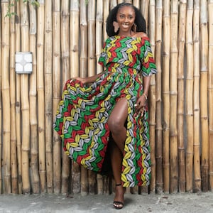 KEFIRAH African Print Ankara Maxi Skirt with Side Slit / Womens African Fashion