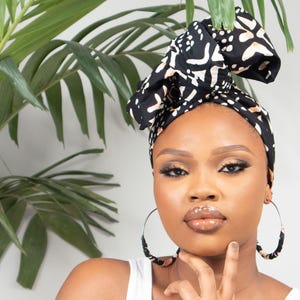 JIONI African Head Wrap | Matching Earrings & Bangle Set Available | African Hair Accessories | African Jewellery
