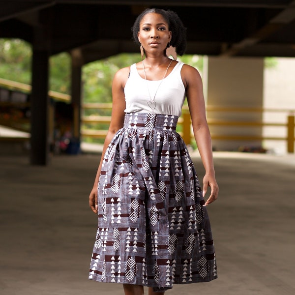 Afrika Midi Rok / Afrikaanse Print Midi Rok / Bedrukte Rok / Ankara Midi Rok / Patchwork Rok / Verkrijgbaar in Plus Maten - BERHANE