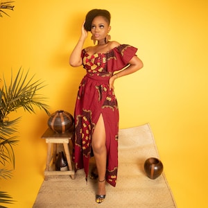Dernière chance - UK 10/6 US - KADIJA longue jupe imprimée africaine avec fente sur la cuisse | Jupe longue Ankara | Disponible avec le haut assorti