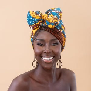 EREBI - African Print Headwrap – Ankara Wax Hair Wrap – Extra Large Scarf - Matching Womens Clothing Available in my Shop