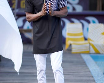 Camicia africana a maniche corte da uomo IFE - Camicia africana da uomo - Abbigliamento africano da uomo - Abbigliamento africano / Vedi l'elenco per i modelli disponibili...