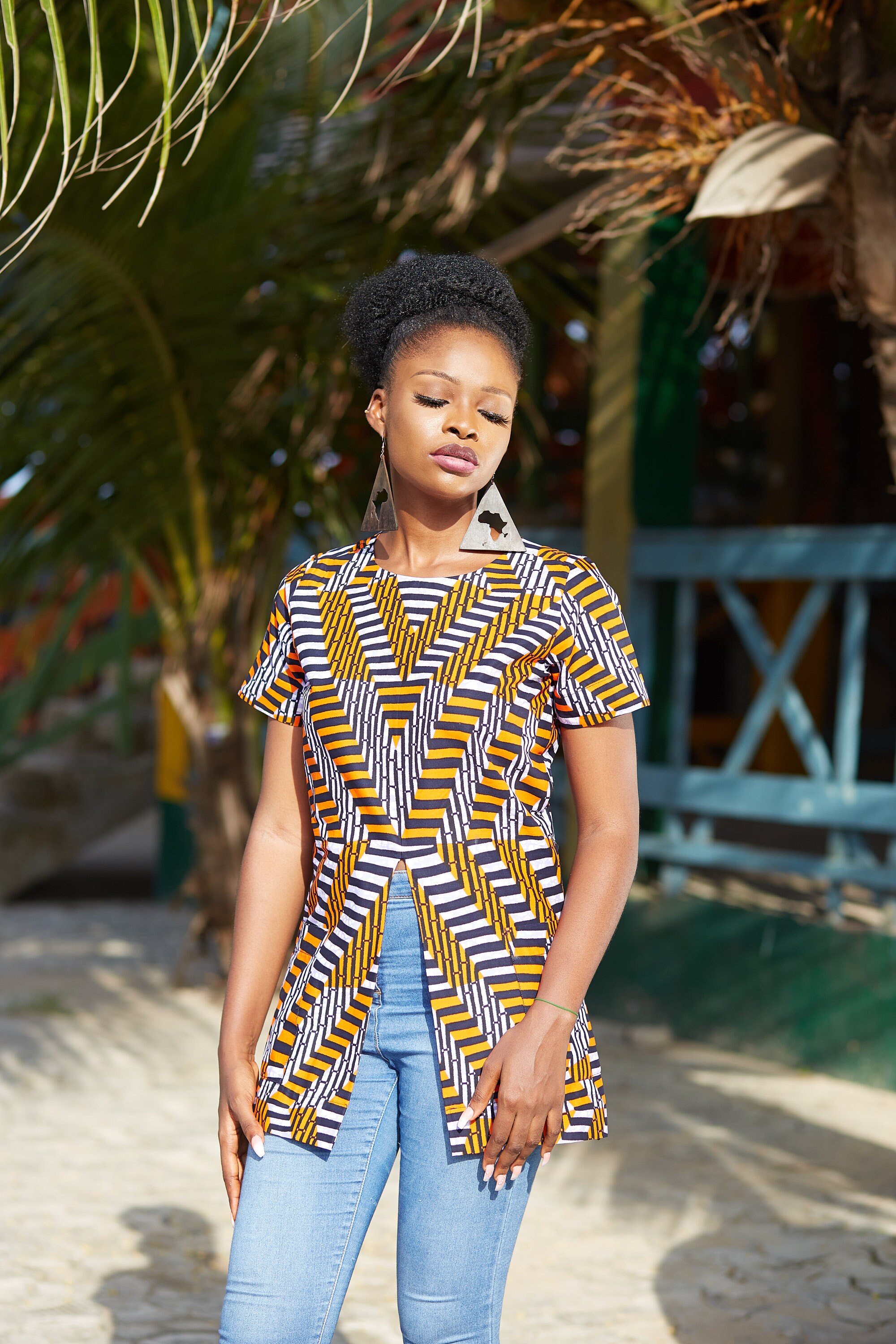 Image of Africa Print Top/African Clothing For Women Fashion Ankara Striped - Kanika