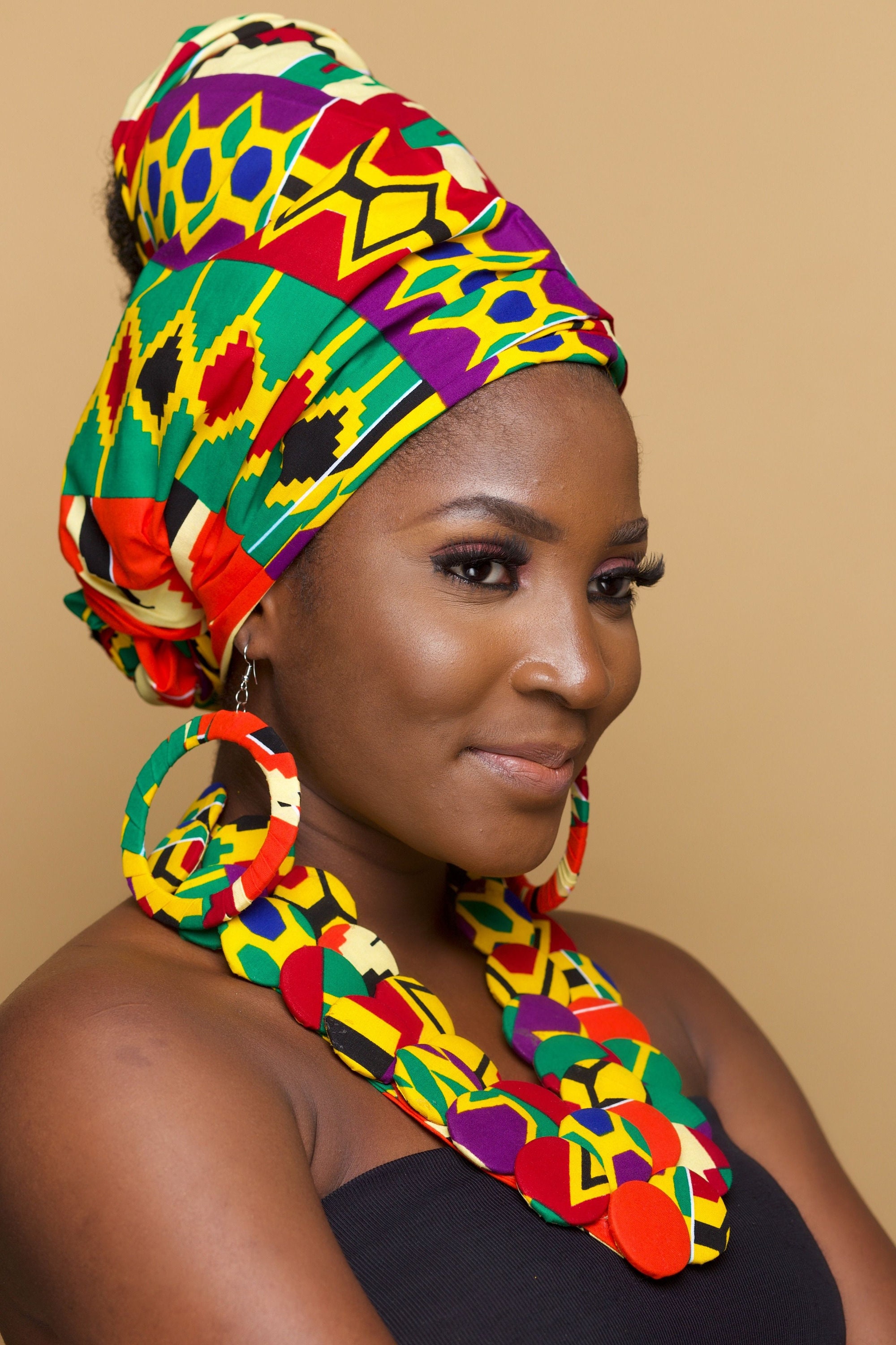 African Head Wrap and Jewellery Set Gift Ankara Head Wrap Etsy UK