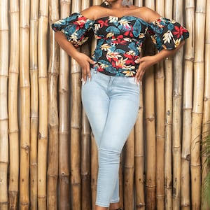 ESOSA African Print Ankara Off Shoulder Top