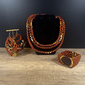 JOLASUN African Print Head Wrap with Choice of Ankara Jewellery: Earrings - Necklace - Bangle | African Accessories