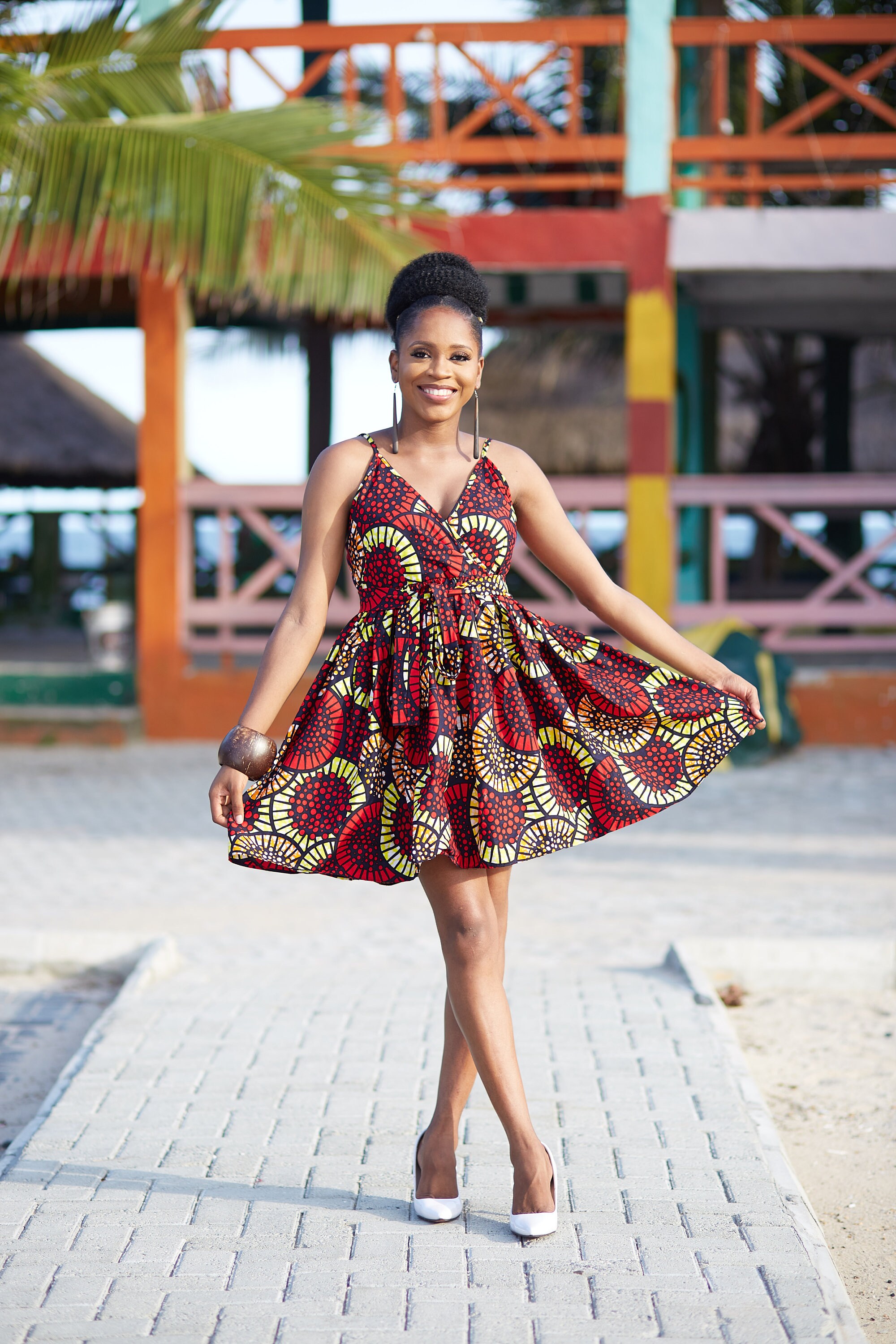 Image of African Wrap Dress/Ankara Summer Africa Clothing For Woman Short Print - Ileara