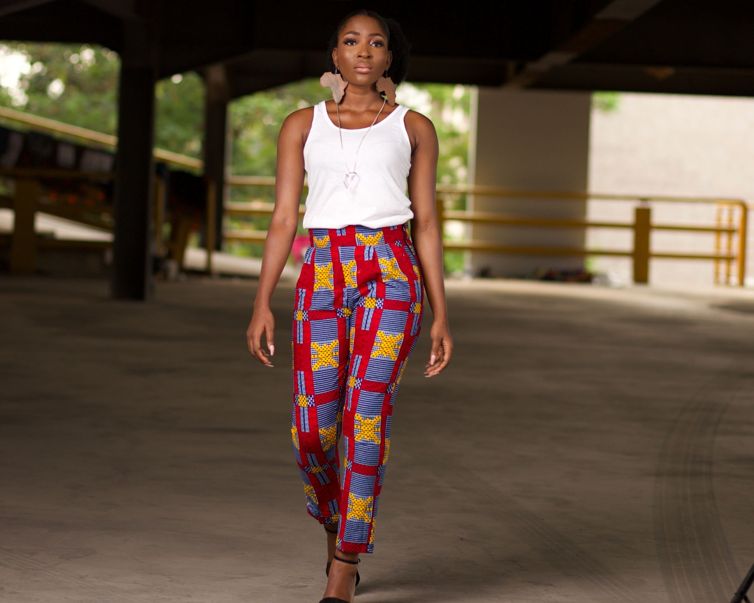 African Print Trousers High Waist 