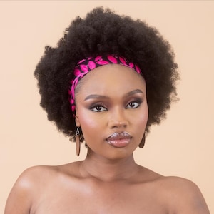 EWA - Cerise Pink African Print Plain Headband - Ankara Hairband - Matching Womens Clothing Available in my Shop