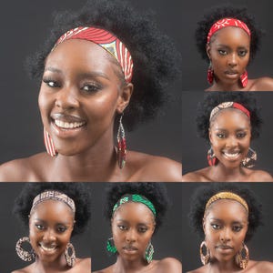 African Print Plain Satin Lined Headband - Headbands for Women