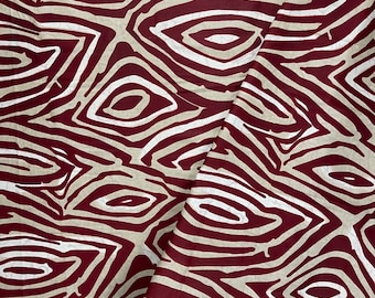 Burgundy Red Beige Ankara African Print Fabric | By the Yard and Half Yard | Abstract Print | Dress Fabric |  Statement Print | Print Fabric