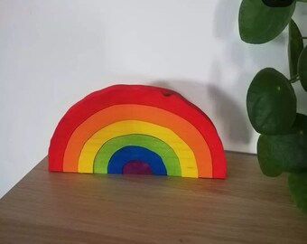 Decorative wooden rainbow puzzle