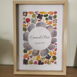 Customizable framed herbarium for decoration, wedding gift idea, Mother's Day